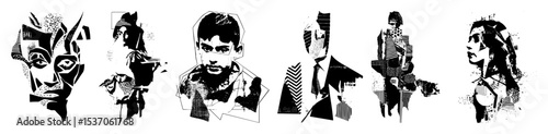 Vector Abstract fragmented portraits showcase modern .