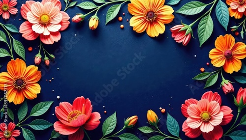 Intricate floral textile design in vibrant hues, fabric, elegant