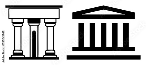 Vector Classical building facade with columns .