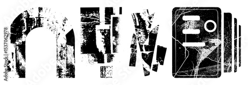 Vector Abstract geometric shapes and broken screen .