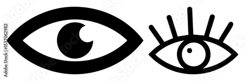 Vector Stylized Eyes with Eyelashes and Circular
