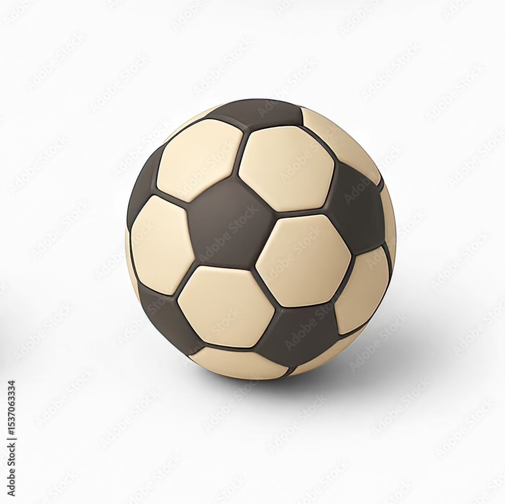 Fototapeta premium A soccer ball with a white and brown color scheme, isolated on a transparent background