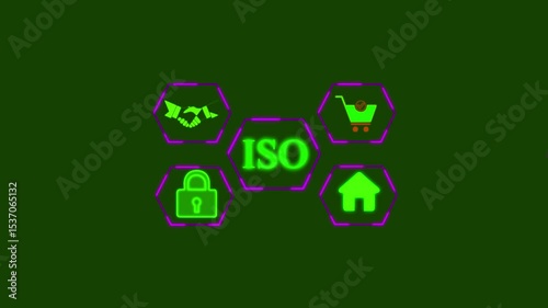 ISO certification icons, ISO Certification and quality management concept. international standards, develop and publish evaluation, excellent improvement industry international, iso law management.