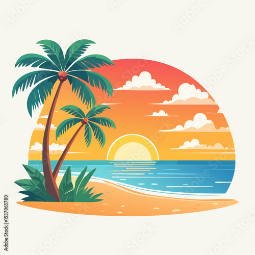 tropical island with palm trees