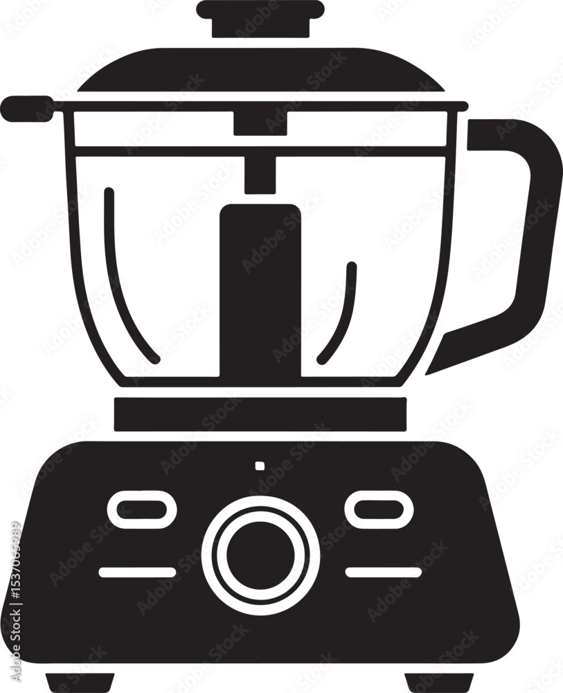 Fototapeta premium Black and white icon of a kitchen blender