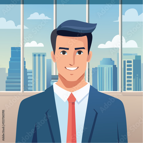 businessman in front of building