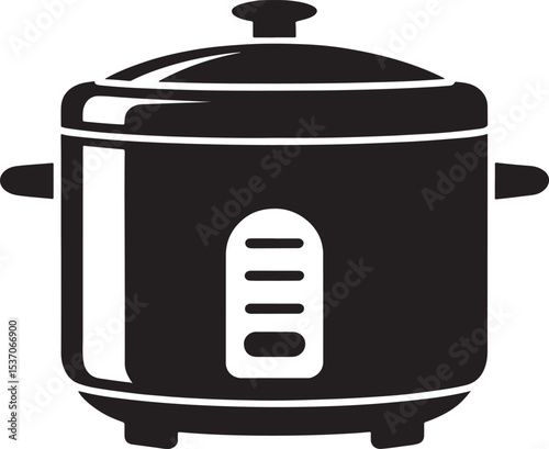 Black and white rice cooker icon illustration
