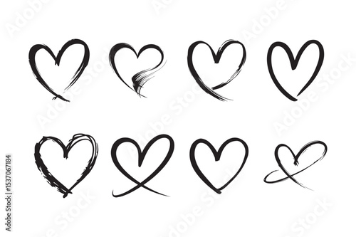 Brush Stroke Heart Icon Set