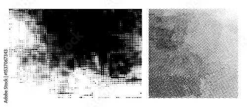 Vector Dissolving figure with halftone gradient.