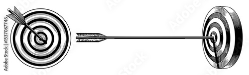 Vector arrow pierces through two concentric target illustrations.