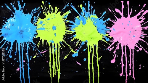 Vibrant Neon Paint Splatter Background Design