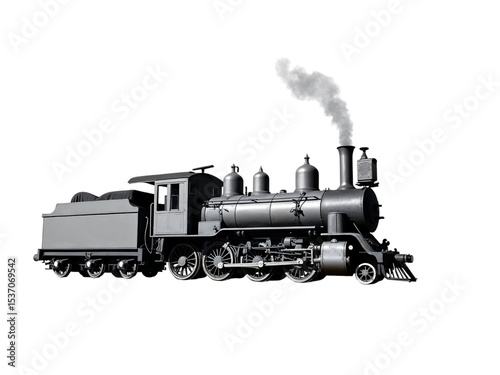Vintage steam locomotive train isolated on transparent background