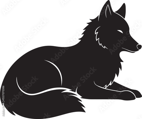 Wolf Lying dawn black silhouette 