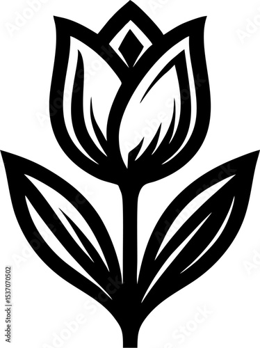 Creative tulip outline logo vector with balance and flow, nature-inspired identity for wellness spas or floral shops.