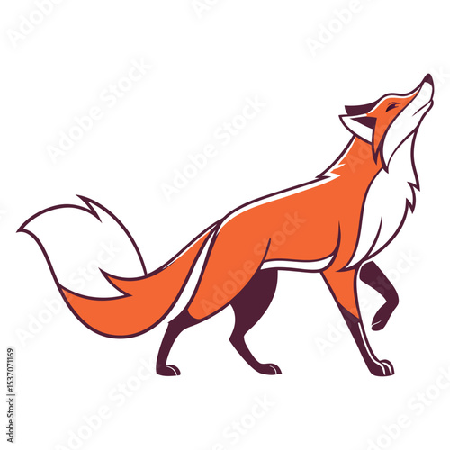 Fierce Orange Fox Emblem  Stylized Fox Head Illustration