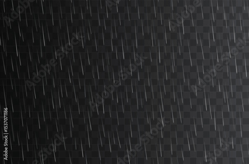 Vector realistic horizontal seamless rain fall texture on dark background