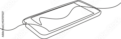 Smartphone continuous line. Continuous one line drawing smartphone. Technology, device concept. Single line drawing, Vector Illustration