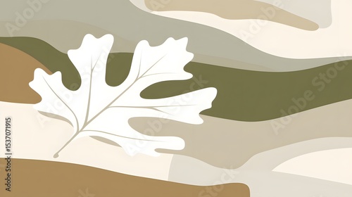 Abstract Autumn Leaf on Neutral Background, Modern Minimalist Art Print