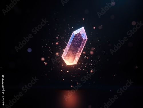 Floating Intelligence Gem Emitting Digital Glow