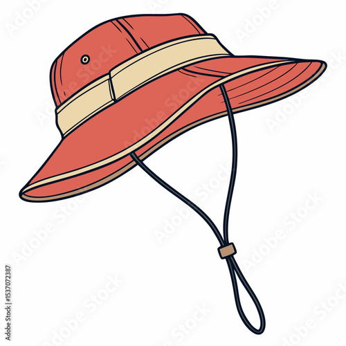 Red bucket hat illustration isolated on white background