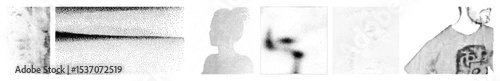 Vector Abstract portrait illustrations depict a human figure in dotted vector style.