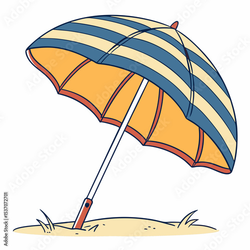Striped beach umbrella summer vacation fun