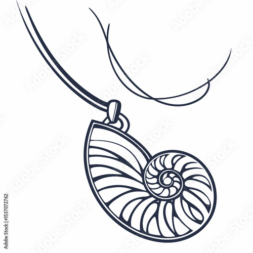 Nautical nautilus shell pendant necklace design