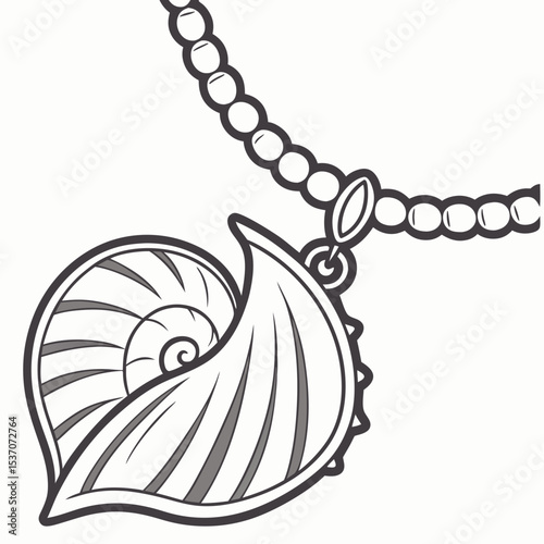 Nautical seashell heart pendant necklace design