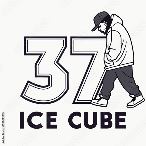 Ice cube 37 walking hip hop rapper illustration