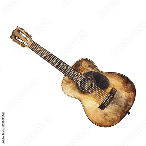 Acoustic guitar vector illustration. Classic string instrument artwork