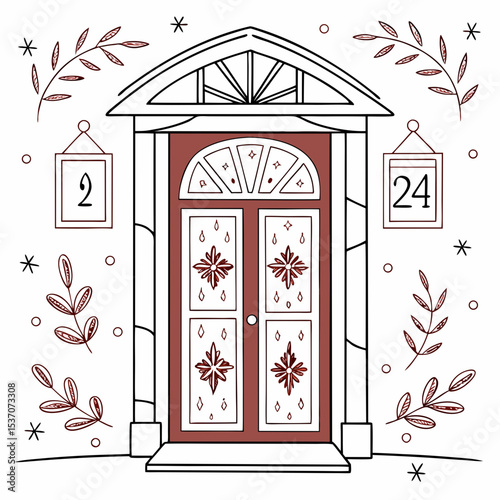 Advent calendar door number two and twenty four, isolated illustration