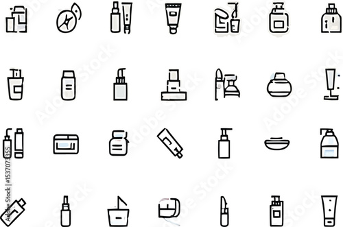 Cosmetics and Beauty Product Icons Vector Illustration Set
