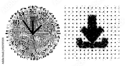 Vector composed of scattered dots in circular and standalone forms.