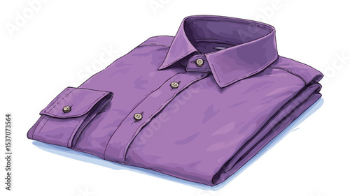 A studio shot of a neatly folded purple men's dress shirt against a white background. The shirt is long-sleeved with a button-down collar. The fabric appears smooth and wrinkle-free. 