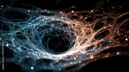 Blue and Orange Neural Network in Tunnel Shape

