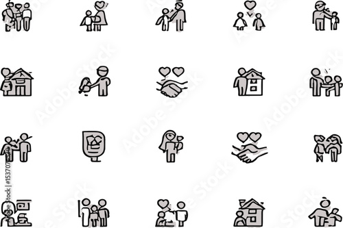 Family Icons Vector Illustrations of Family Life & Relationships