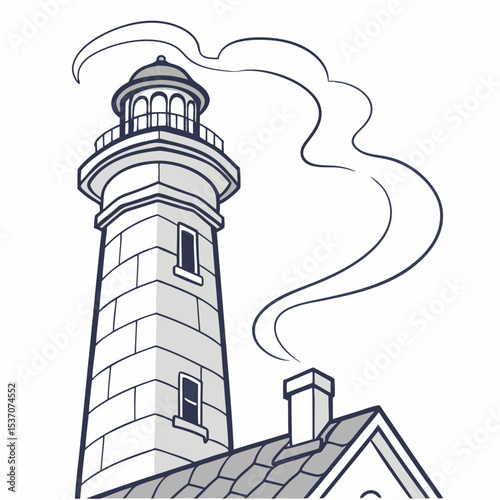 Lighthouse illustration clean cutout transparent background