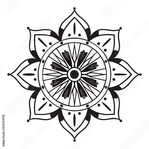 Simple mandala design for coloring. Vector floral mandala. Geometric ornamental mandalas. bold and easy coloring pages, mandala victor. mandala illustration. mandala line art