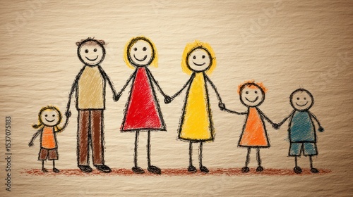 Illustration showing traditional nuclear family vs extended