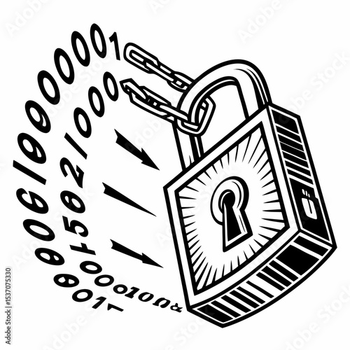 Secure data protection padlock binary code cyber security