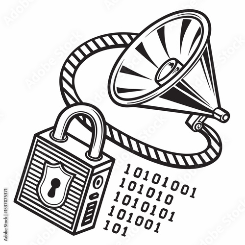 Data breach cyber security lock binary code hack