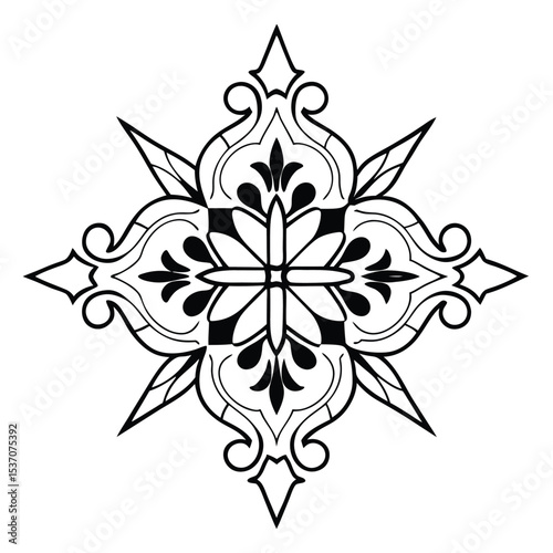 Simple mandala design for coloring. Vector floral mandala. Geometric ornamental mandalas. bold and easy coloring pages, mandala victor. mandala illustration. mandala line art