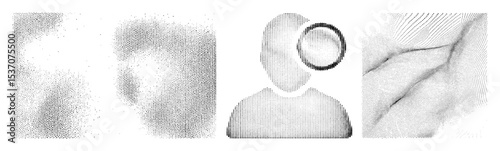 Vector Abstract portrait of a person composed of dotted vector shapes.