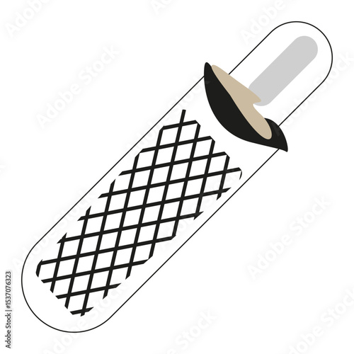 Outlined snack icon. Vector cream roll. Waffle dessert shape. Black white topping. EPS 10.