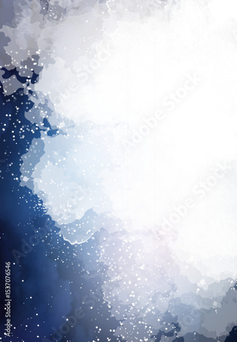 Magic night dark blue frame with sparkling glitter bokeh and light art. Square vector wedding card. Snow confetti and navy background.White scattered celestial dust. Fairytale magic star template