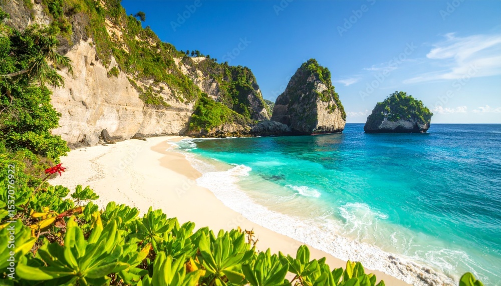 Fototapeta premium Colorful high resolution summer panorama of penida beach, bali