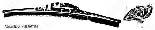 Vector Automotive components featuring a headlight and vehicle hood.