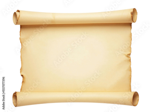Antique parchment scroll isolated on transparent background