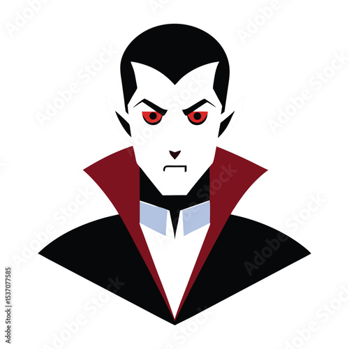 Striking Vampire Character with Piercing Red Eyes  Modern Minimalist Halloween and Horror Portrait