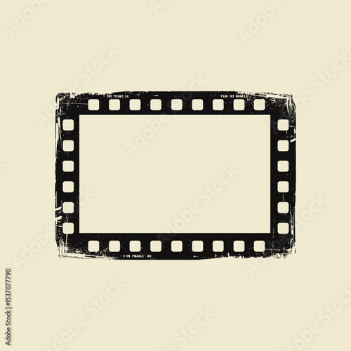 Distressed Film Strip Frame: Retro Grunge Border Vector